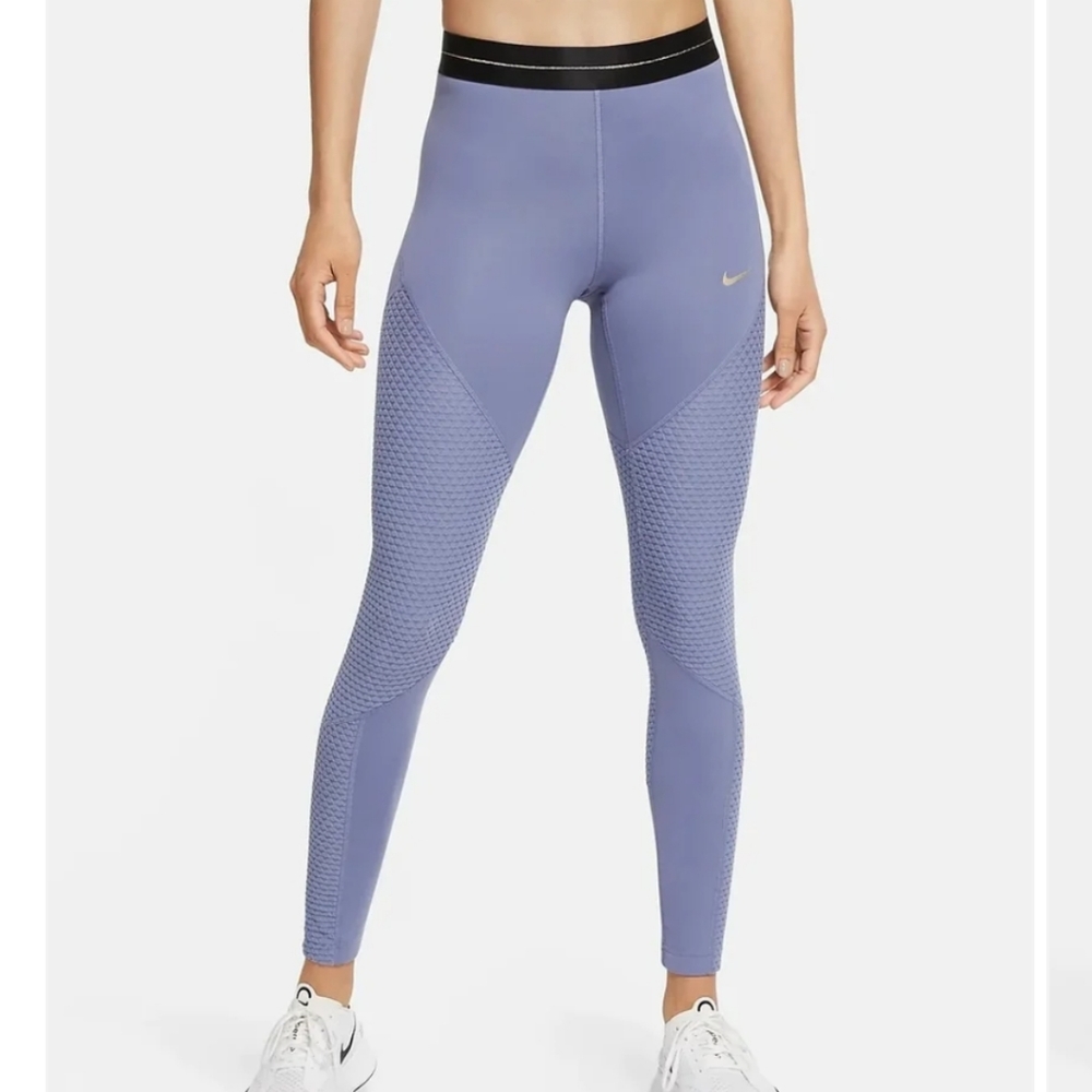 Women's Nike Pro Icon Clash Warm Leggings Blue Small